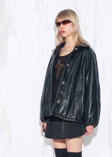 Giubbotto bomber pelle - , nero