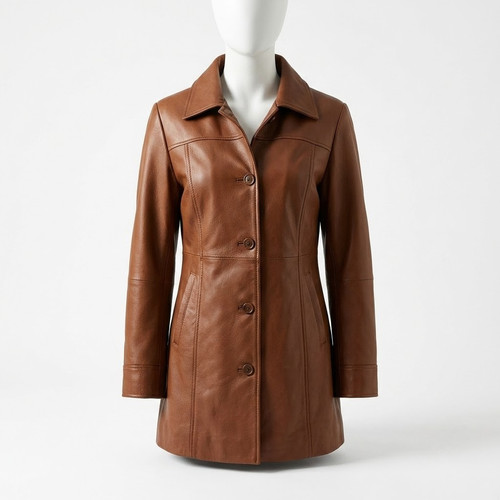 Cappotto donna pelle marrone
