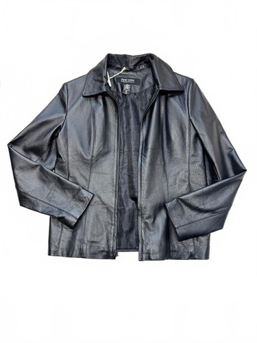 Giacca pelle nera vintage - nera,