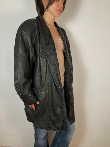 Giacca pelle vintage manica - pelle,